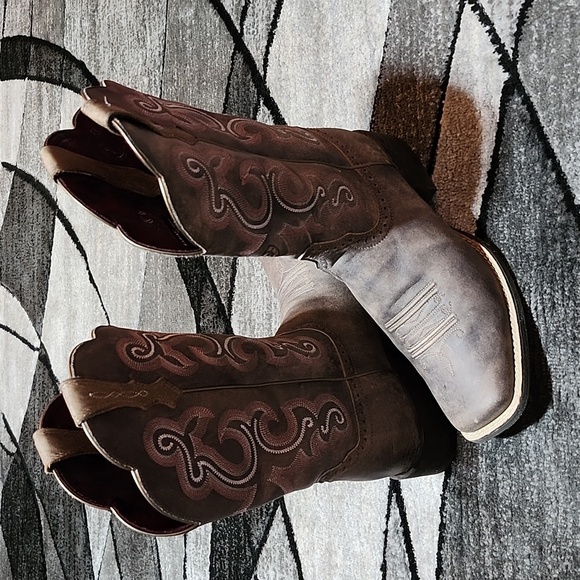 ARIAT PEBBLE BROWN PINK SIX-STITCH SQUARE-TOE MEDIUM WIDTH LEATHER WESTE… - Picture 1 of 16